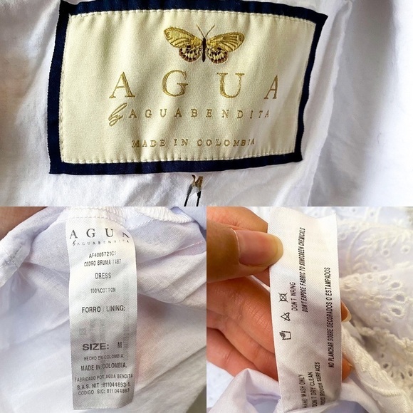 Agua Bendita Dress Cedro Bruma Embroidered Lace Eyelet White M NWT - Picture 6 of 13